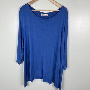 Philosophy Flared Tunic Top Womens‎ Royal Blue 3/4-Sleeve Pullover Plus Size 3XL